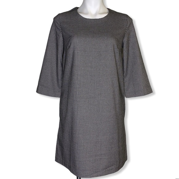 Reserved Black White Herringbone Midi Dress - Picture 1 of 12
